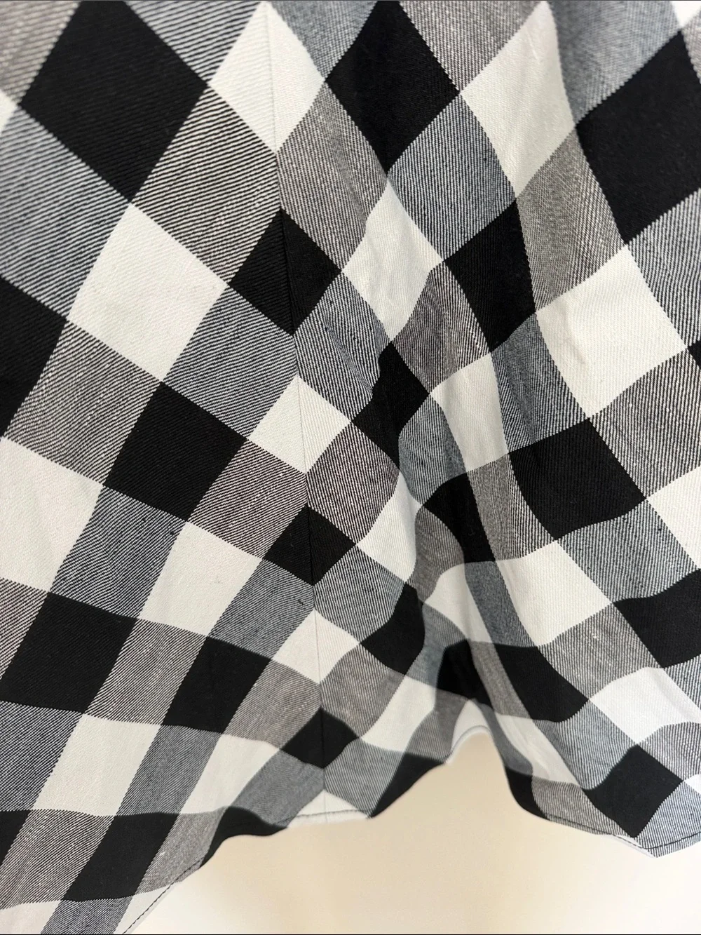 kate spade Black and White Gingham A-Line Skirt with Belt